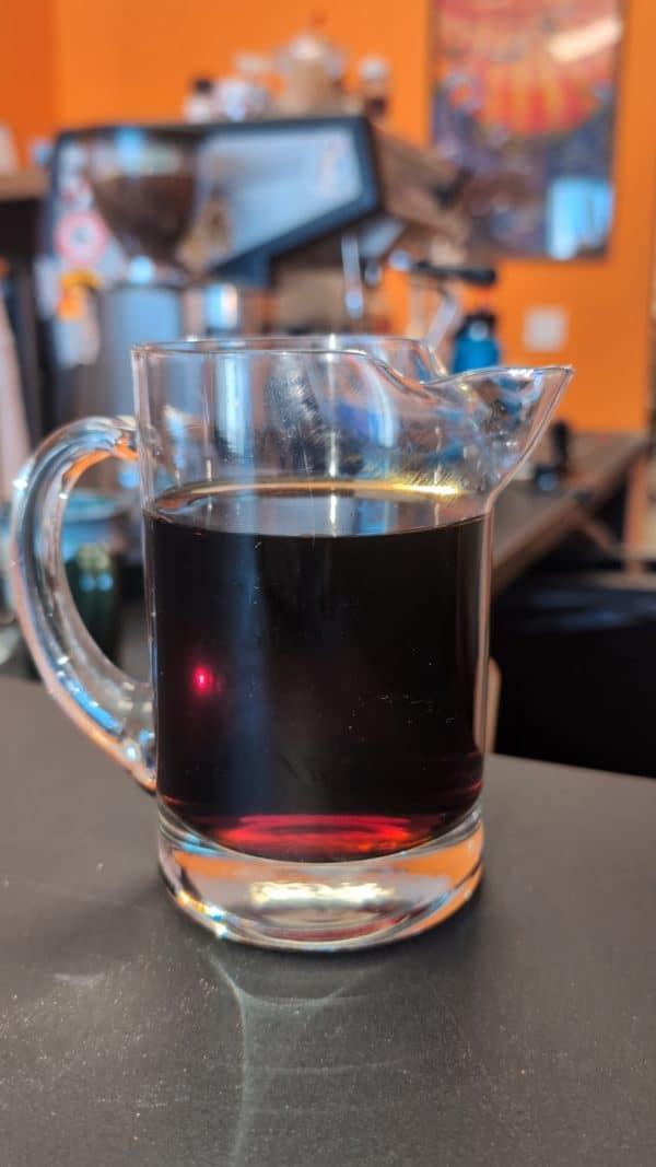 Cascara tea in a glass mug