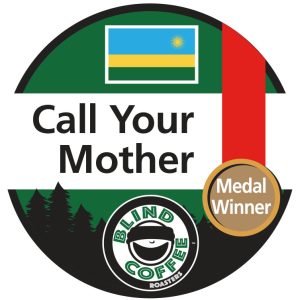 Call Your Mother Icon with Blind Coffee logo and Rwandan flag and medal