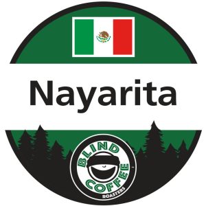 Nayarita Icon with Blind Coffee logo and the Mexican flag