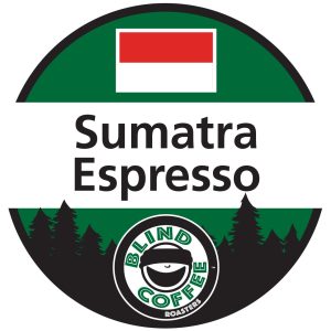 Sumatra Espresso Icon with Blind Coffee logo and Indonesian flag