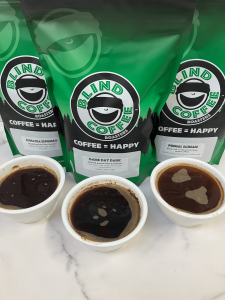 Coffee Cupping example showing each of the coffees brewed