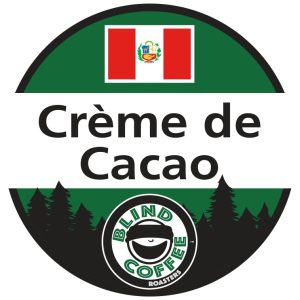 Creme de Cacao Icon with Blind Coffee logo and Peruvian flag